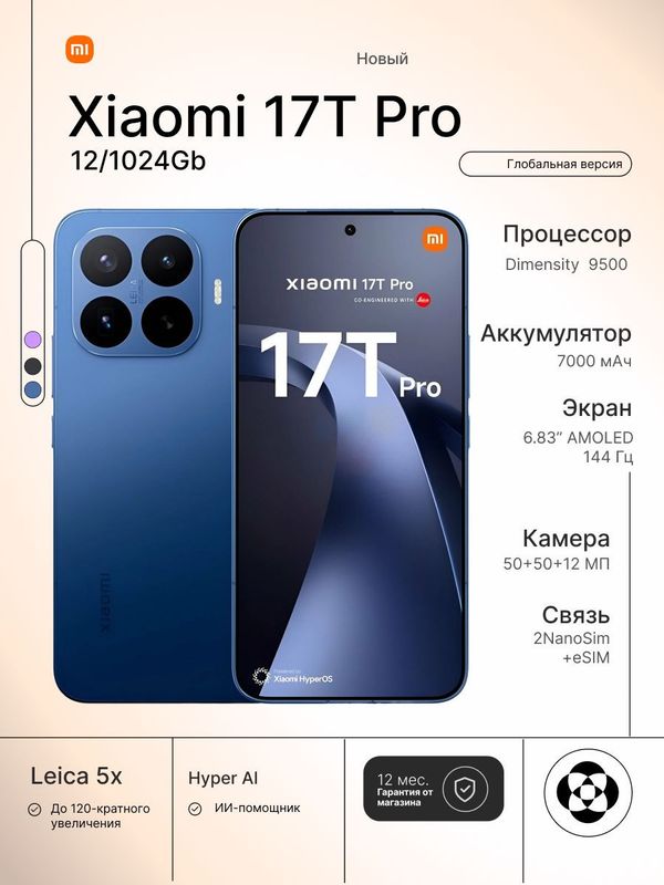 Смартфон Xiaomi Mi 17T Pro 12/1024Gb, Blue